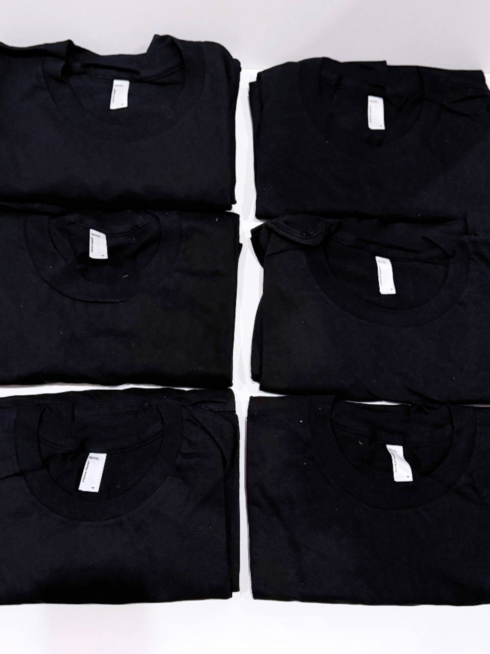 Set of 6 American Apparel Unisex Jersey Crewneck T-Shirts, Black, Size Medium